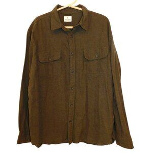 Mutual Weave Men Size XL Flannel Olive Green Button Down Shirt Long Sleeve